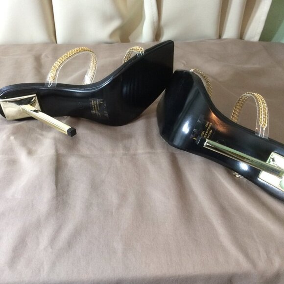 NEW Cape Robbin Clear Stiletto Heels Sandals Slip On Gold Enya 9 - Picture 2 of 6